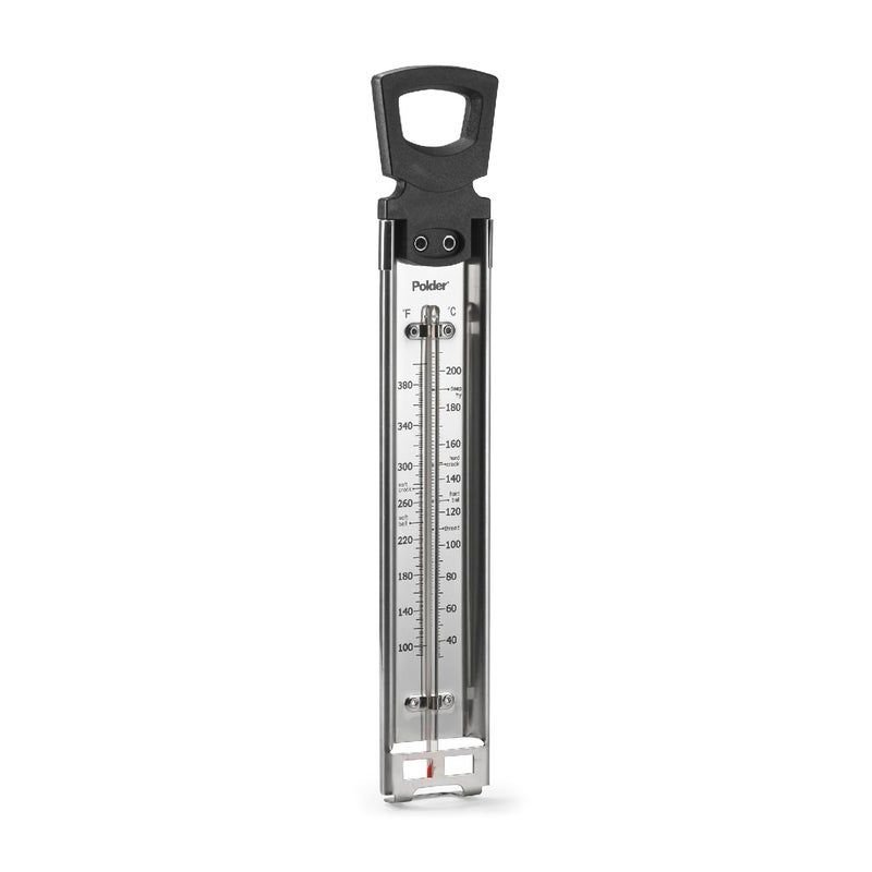 Polder Candy Thermometer, Stainless Steel Cooking Thermometer with Pot Clip, for Jam, Syrup, Jelly, Yogurt, and Deep Fry, 12" - Image 1